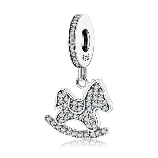 Rocking Horse Dangle Charm in Sterling Silver Kozy Lumiere