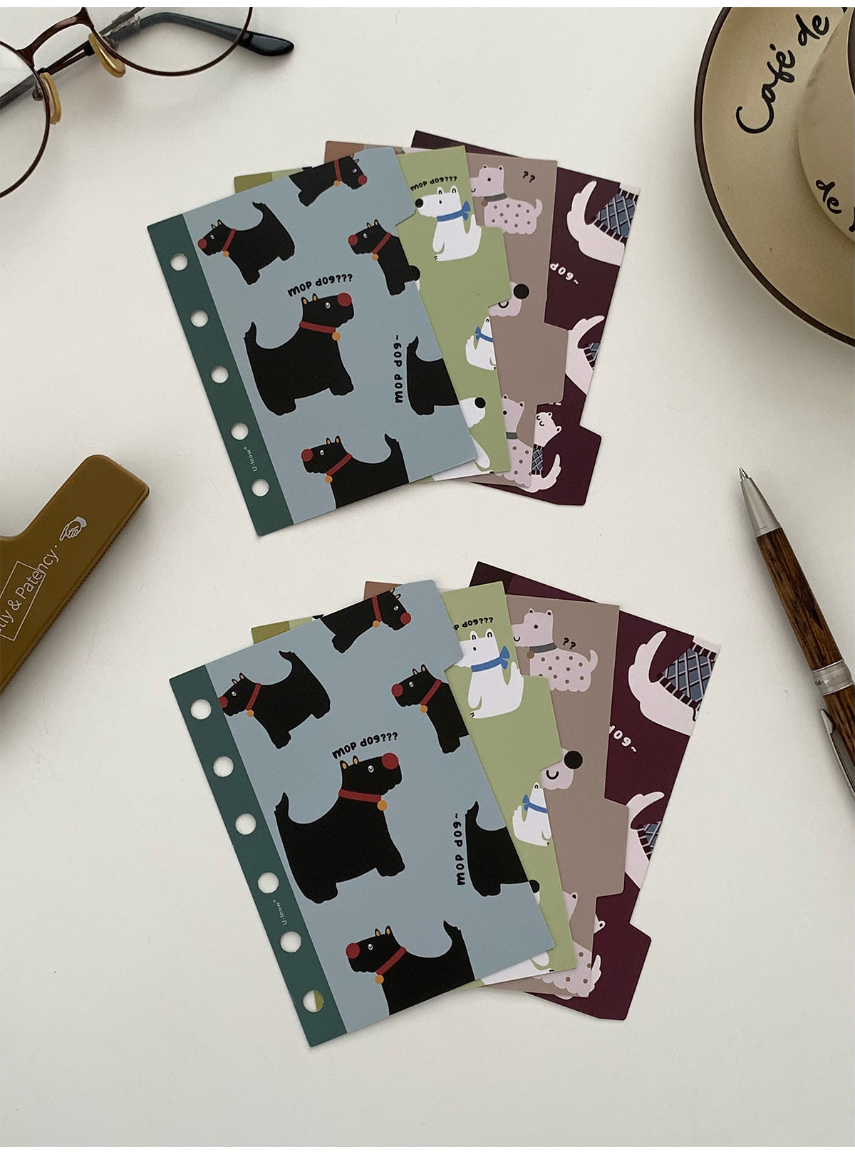 M5 A7 loose leaf planner dividers with dog print tab designs