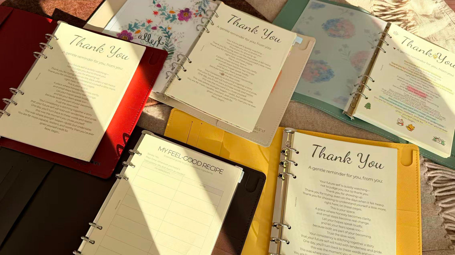 Mindful Living Planner Kit: A5 Awareness Journal & Planner Insert Pages WHITE
