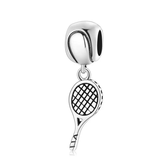 Tennis Racket Dangle Charm in Sterling Silver Kozy Lumiere
