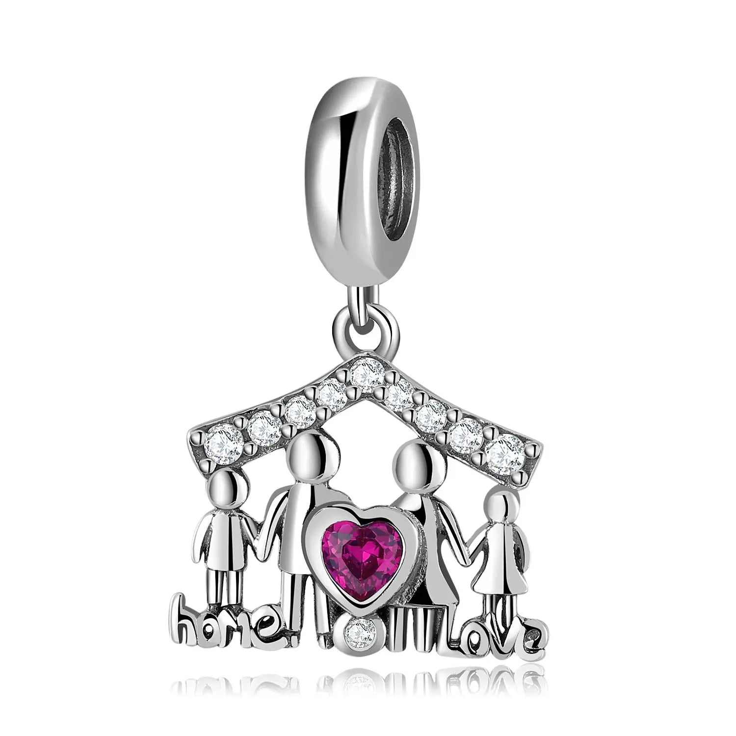 Family of Four Dangle Charm in Sterling Silver Kozy Lumiere