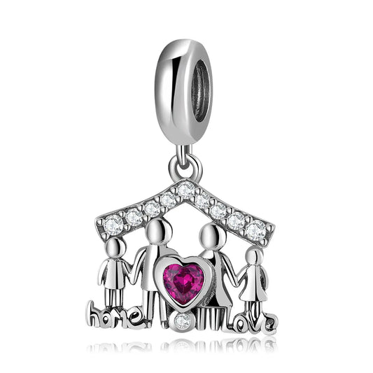 Family of Four Dangle Charm in Sterling Silver Kozy Lumiere