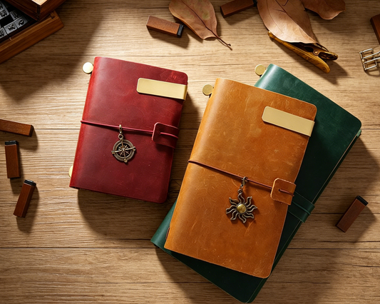 Genuine leather refillable travel journal and traveler's notebook cover for writing planning sketching and everyday notes - image 1