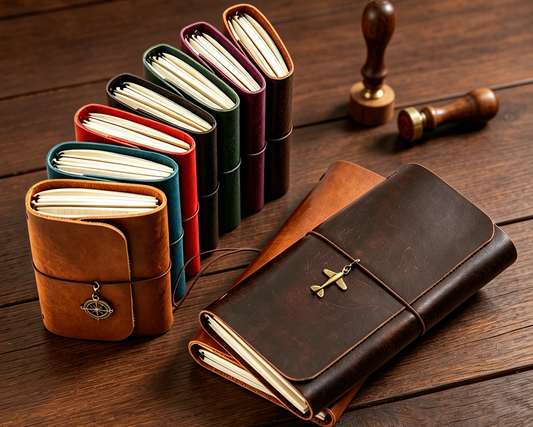 Genuine leather trifold traveler's notebook cover refillable journal for planning travel writing and creative notes - image 1