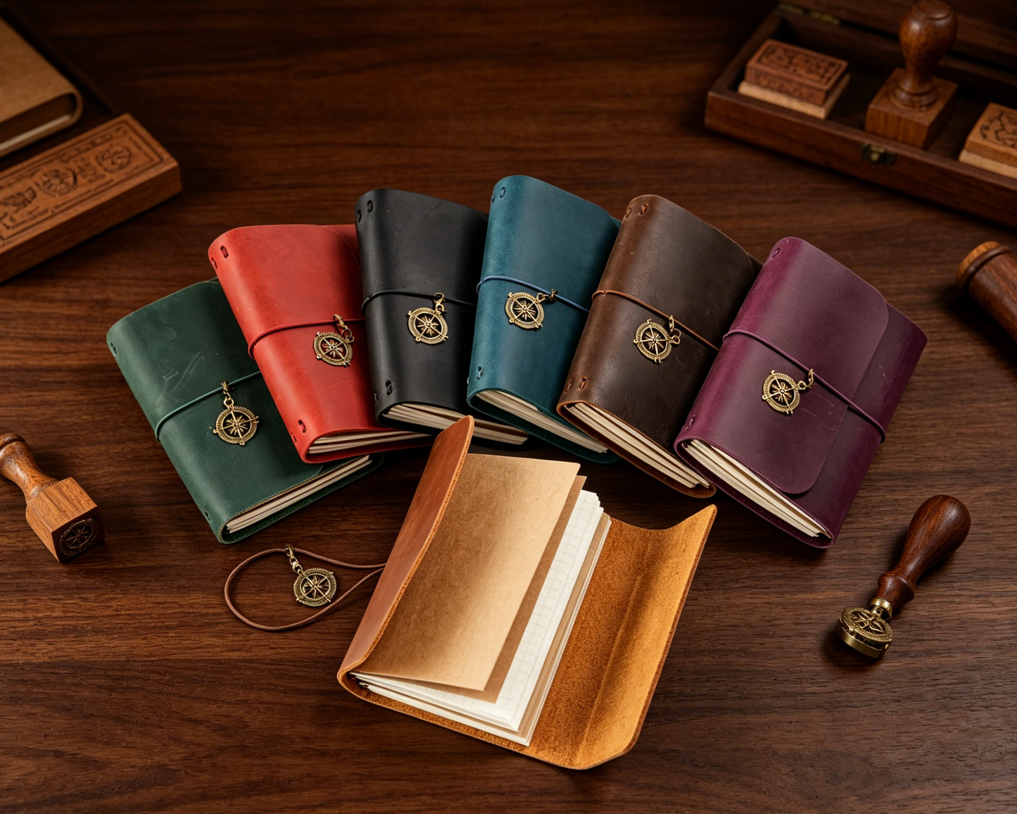 Genuine leather trifold traveler's notebook cover refillable journal for planning travel writing and creative notes - image 3