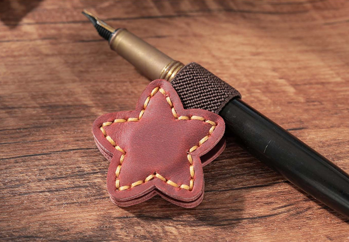 Genuine Leather Magnetic Bookmark & Pen Holder | Double-Sided Strong Magnet Clip, Handmade Cute Decorative Page Marker for Notebooks, Journals, Agendas