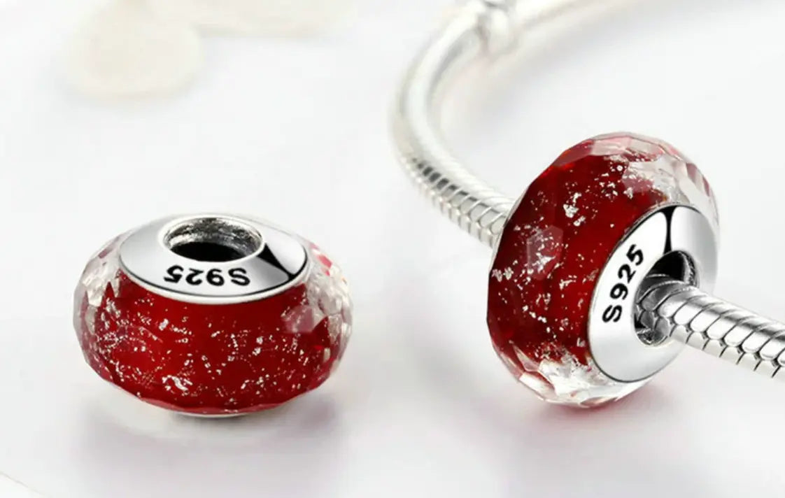 Sterling Silver Crystal Glass Charm Kozy Lumiere